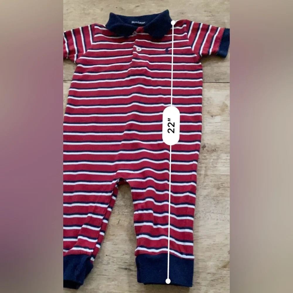 Vintage Polo Ralph‎ Lauren Infant Sz S 3-6 mo Striped Mesh Knit Romper